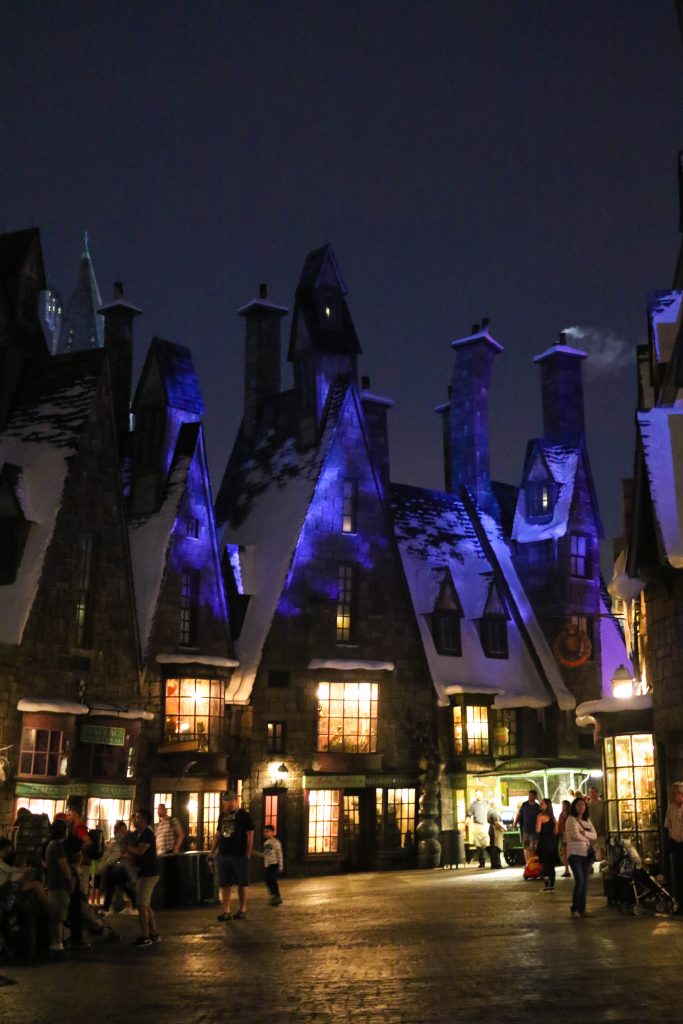 Diagon Alley at night, in the Wizarding World of Harry Potter, Universal Studios, Florida